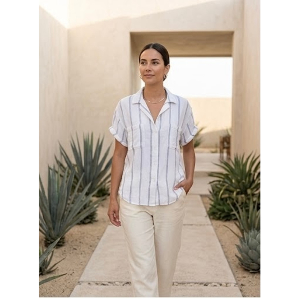 Thread + Supply Striped Button-Down Camp Shirt - image 1
